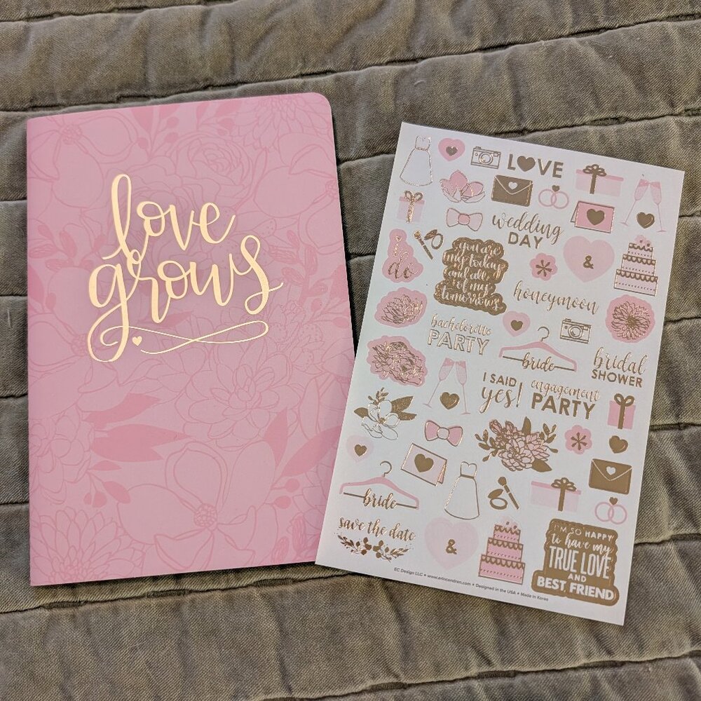 Erin Condren Petite Planner Wedding Love Grows w/stickers